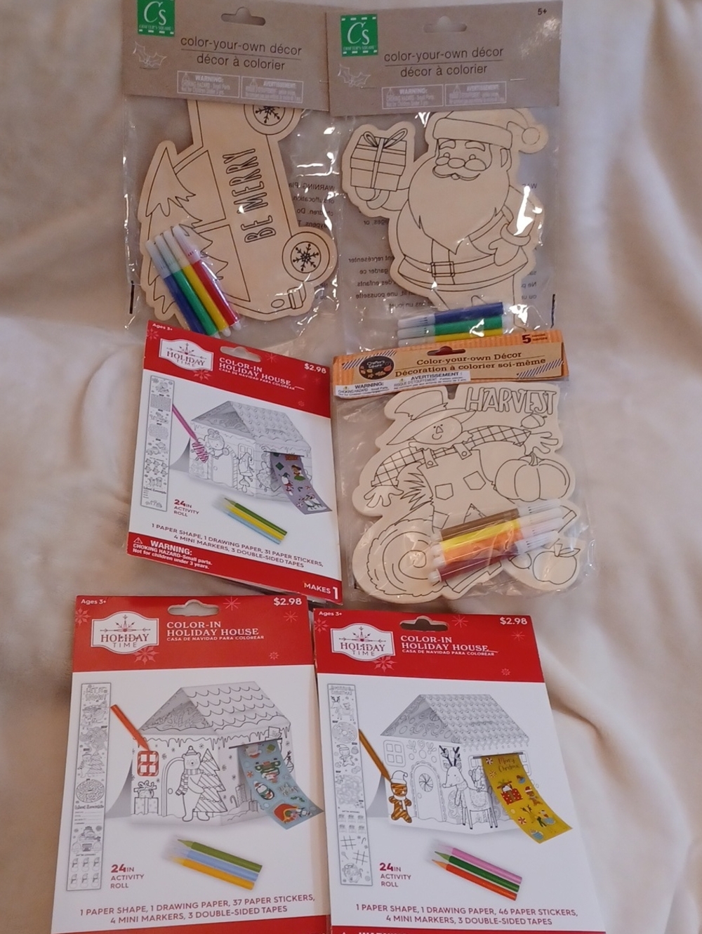 Color-Your-Own Holiday Kids Crafts 6 Sets NWT